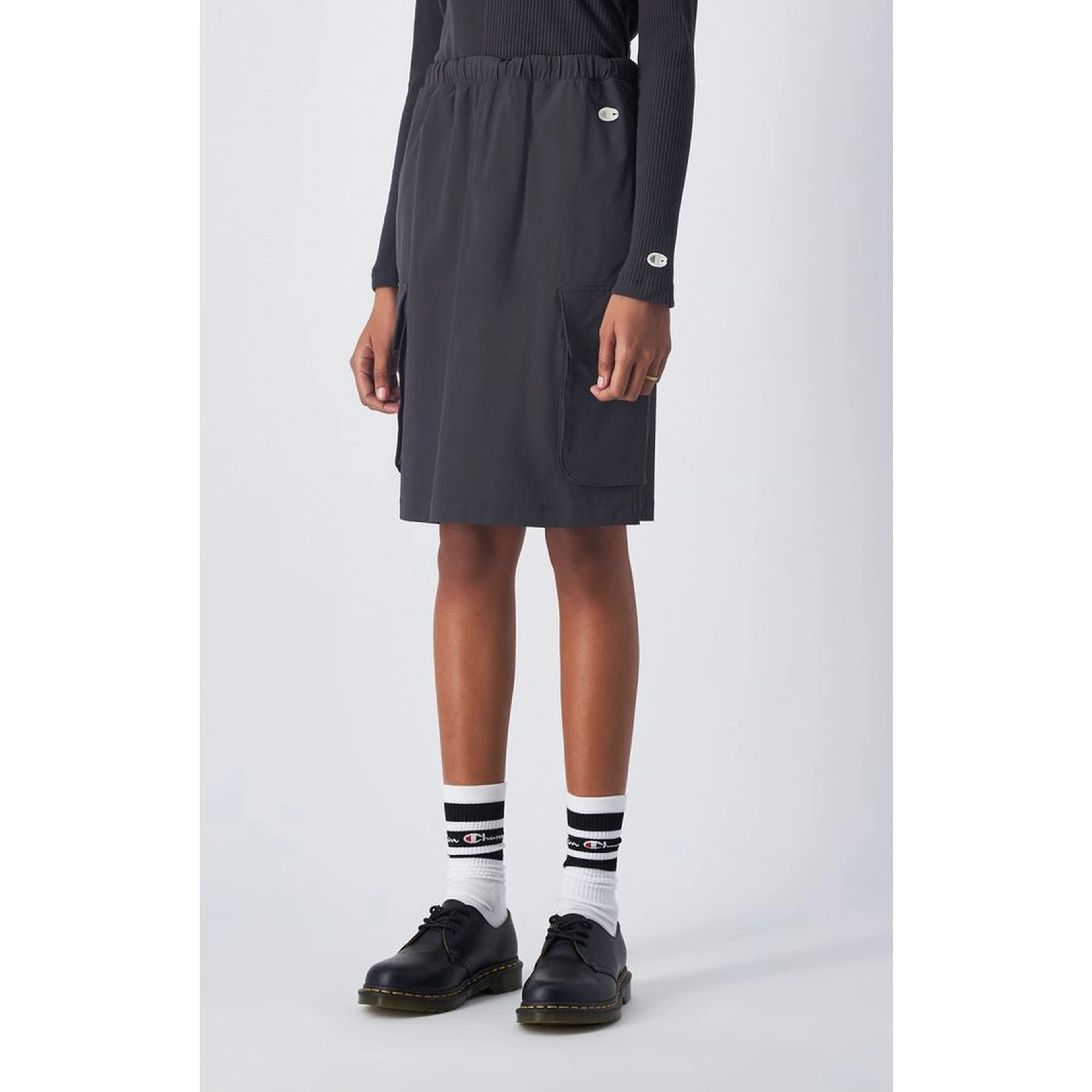 Black Polyamide Midi Skirt