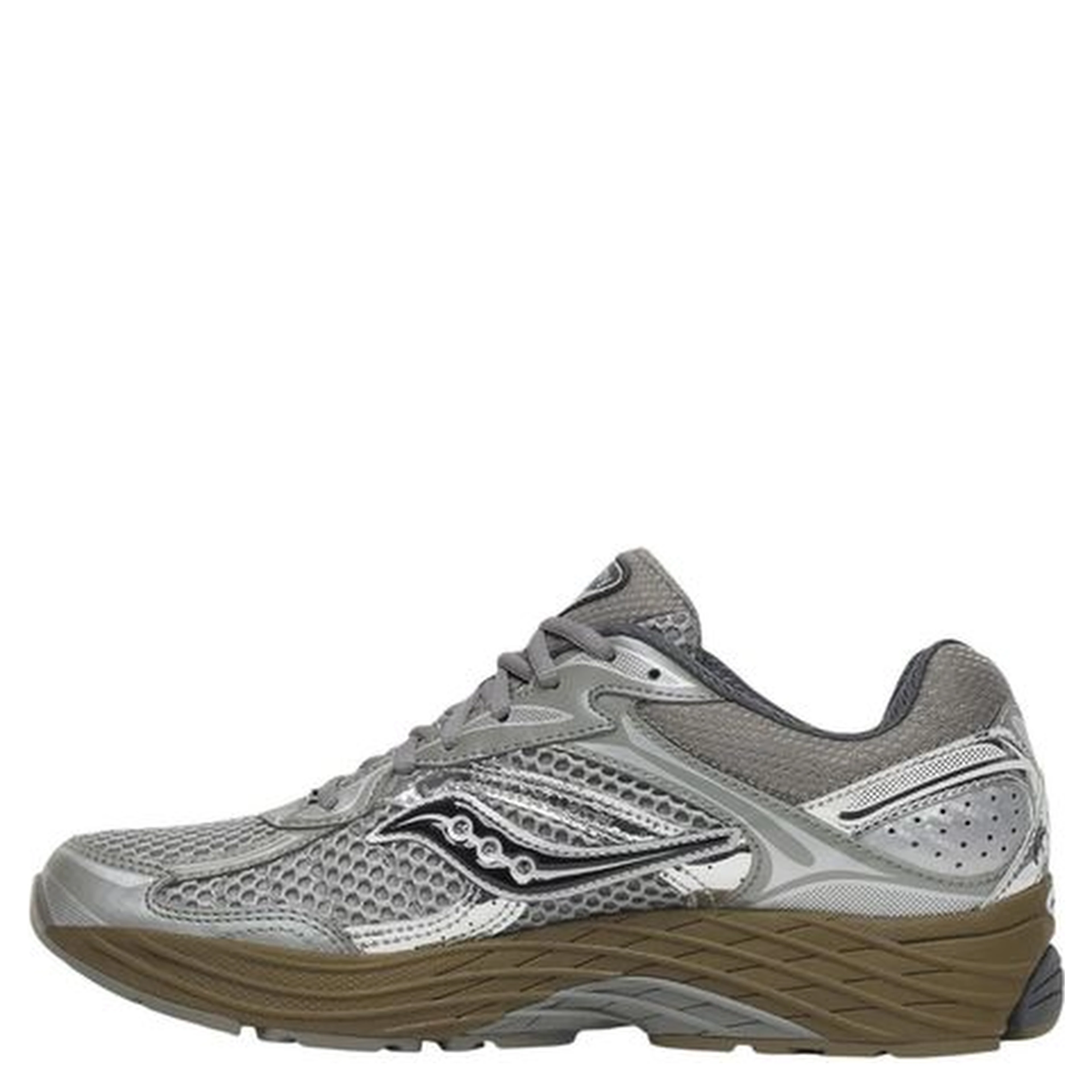 Silver Synthetic Athletic Sneakers