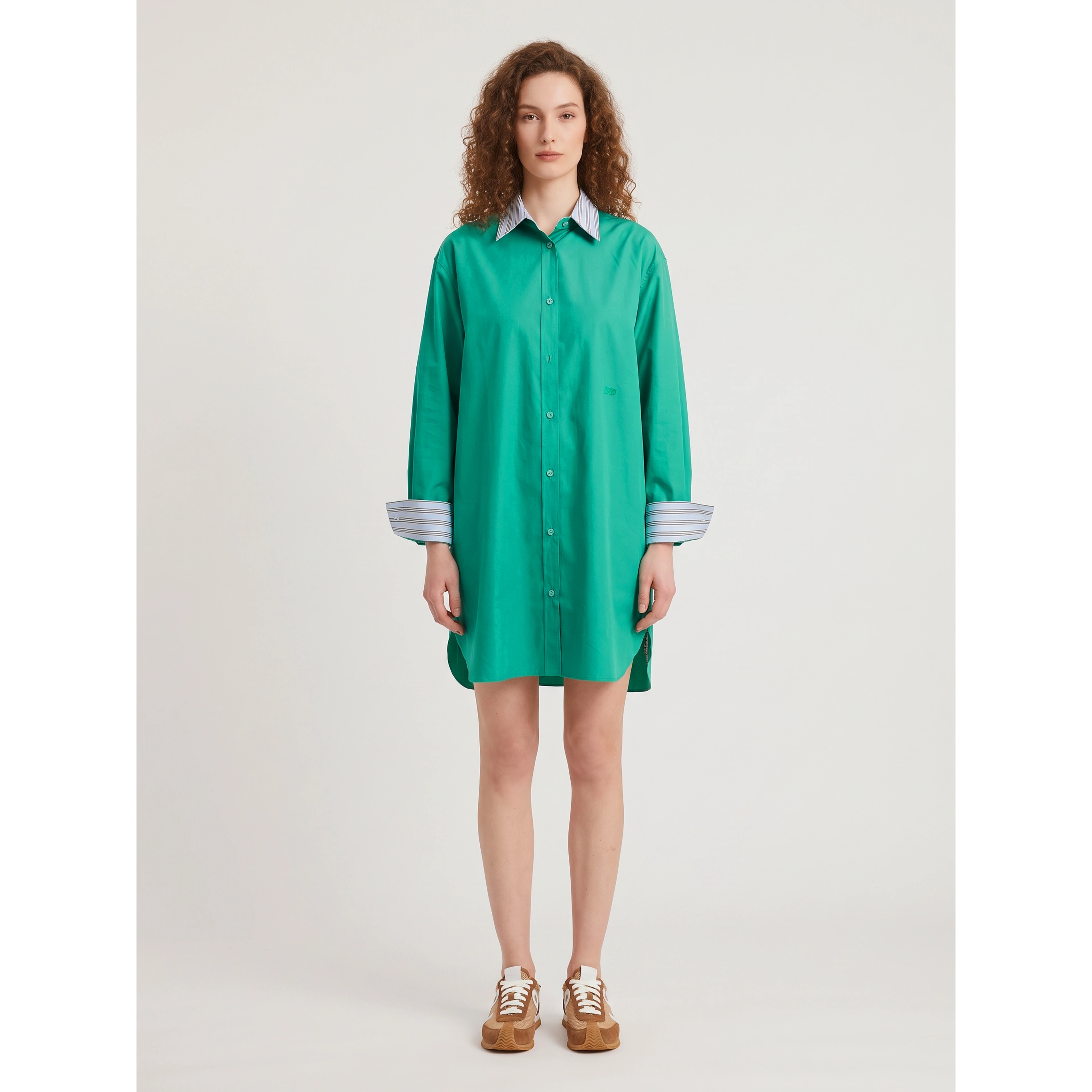 Green cotton chemisier dress