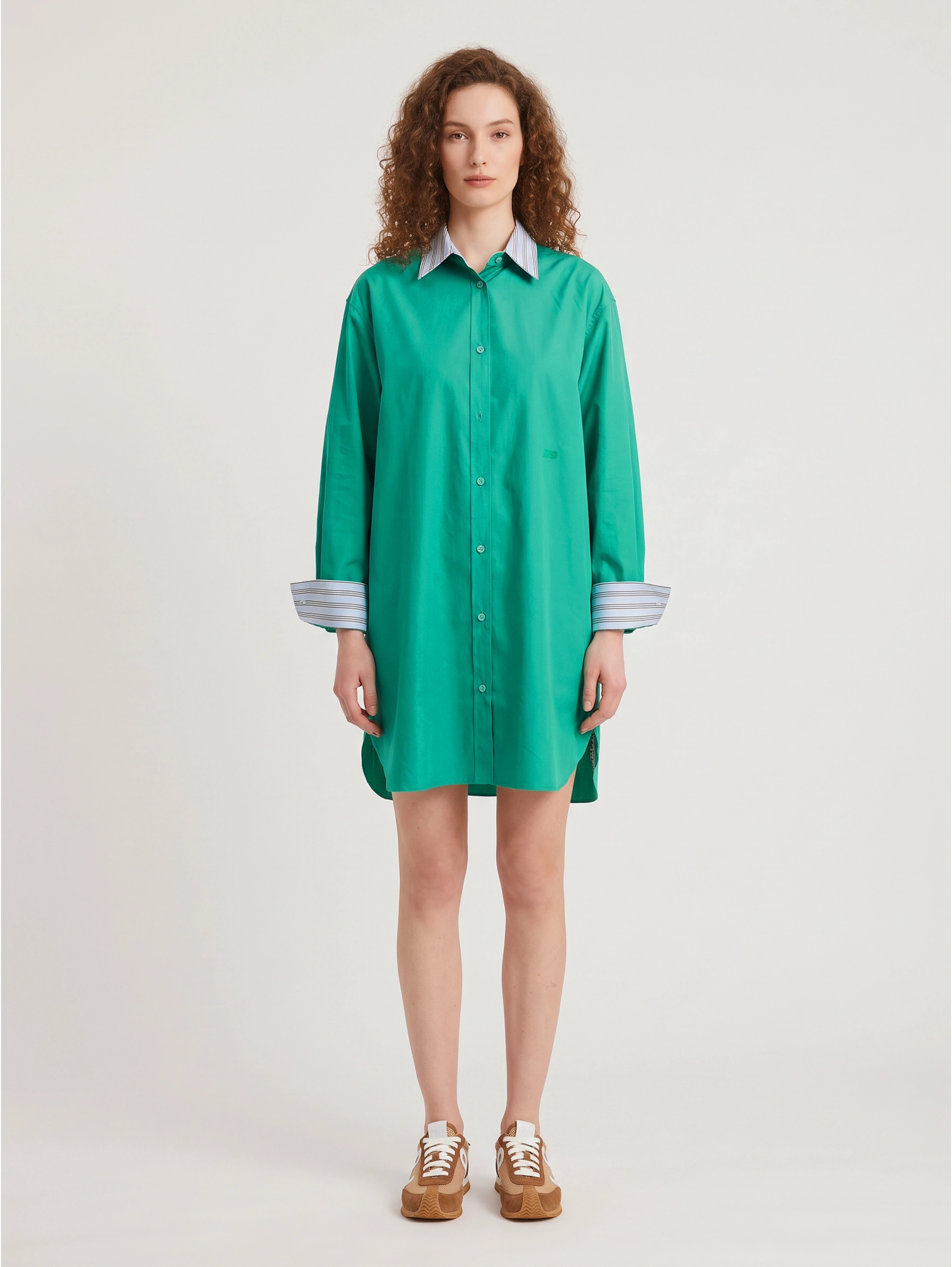 Green cotton chemisier dress