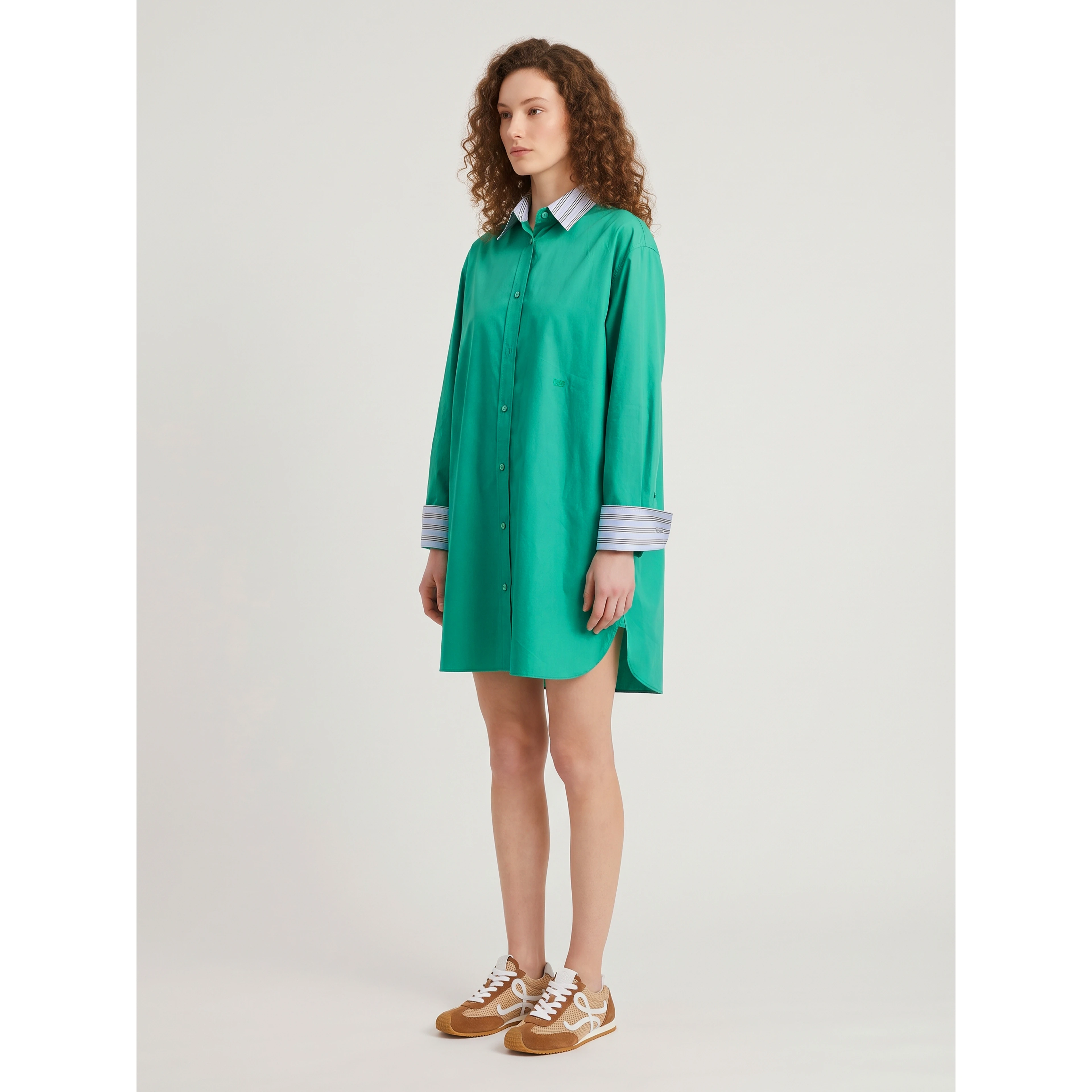 Green cotton chemisier dress