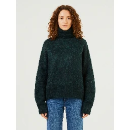 Iria fuzzy-effect turtleneck sweater in bottle green