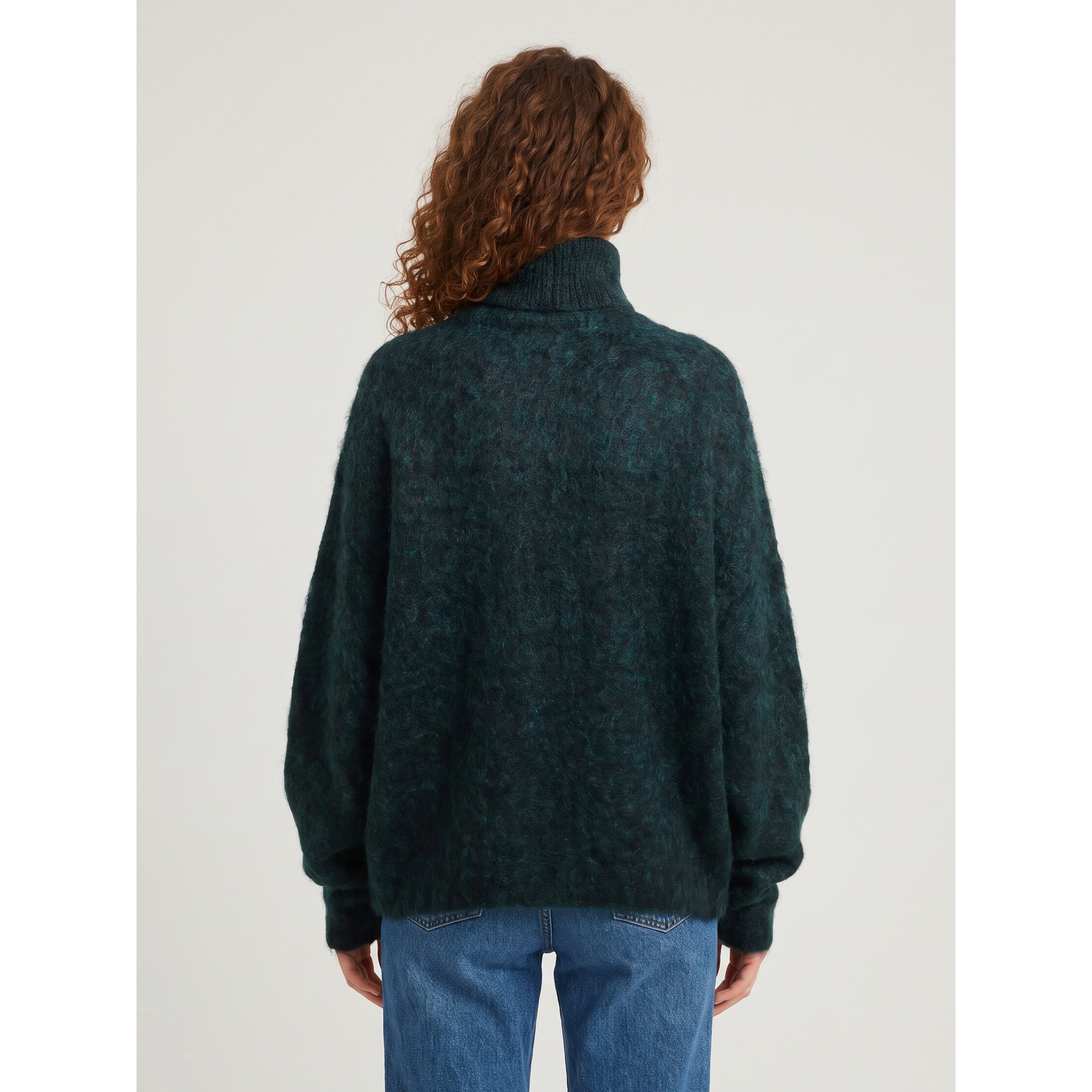 Iria fuzzy-effect turtleneck sweater in bottle green