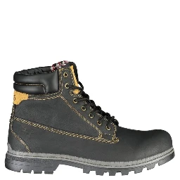 Black Polyurethane Men Ankle Boot