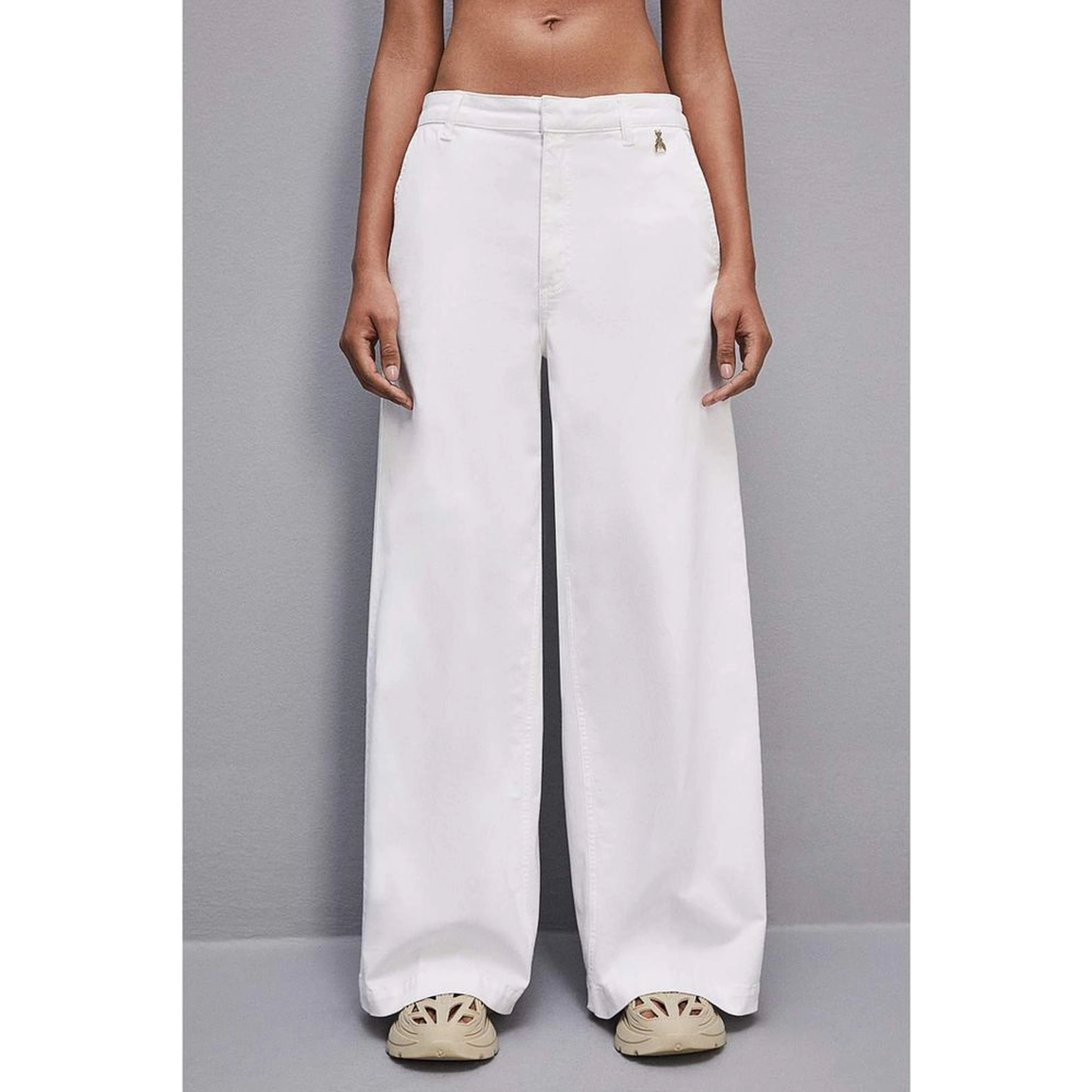 White Cotton Casual Pants