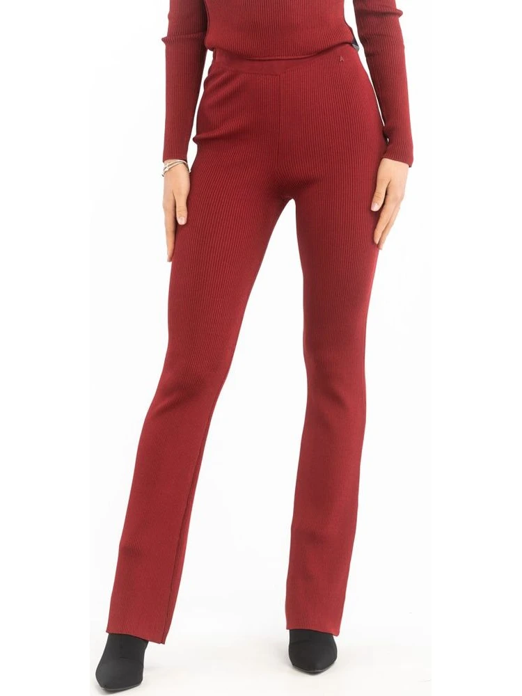 Red Viscose Casual Pants