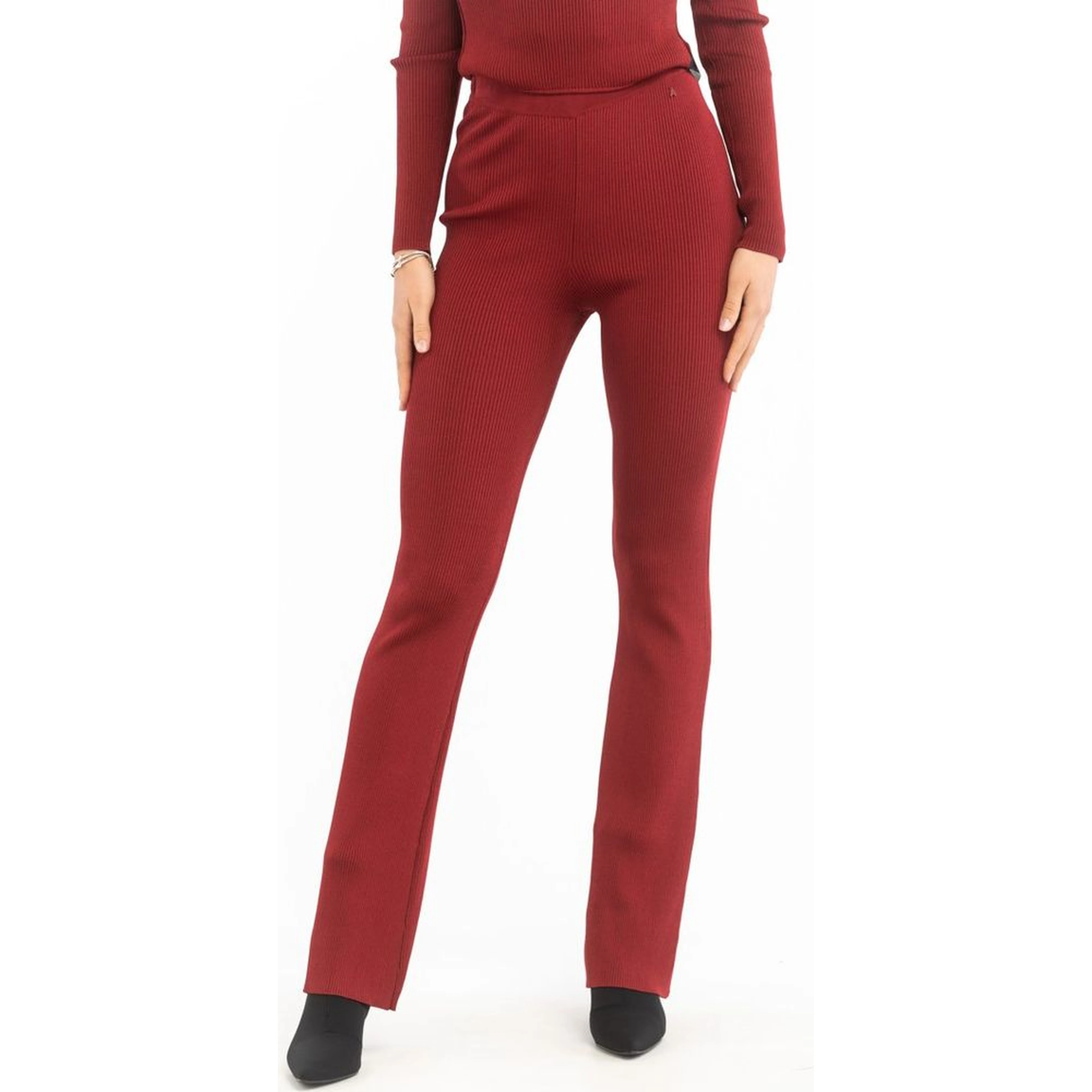 Red Viscose Casual Pants