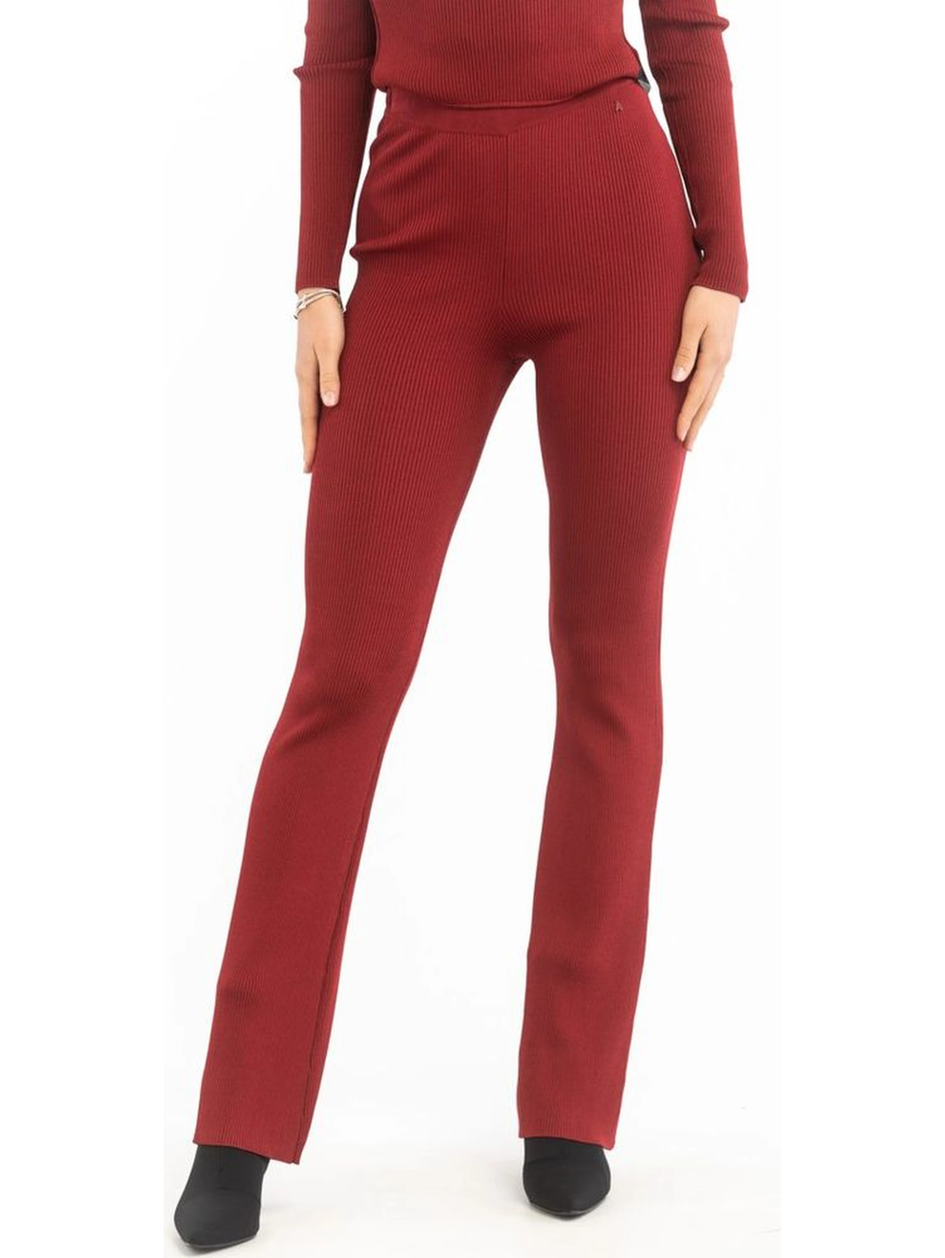 Red Viscose Casual Pants