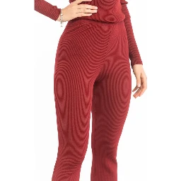 Red Viscose Casual Pants