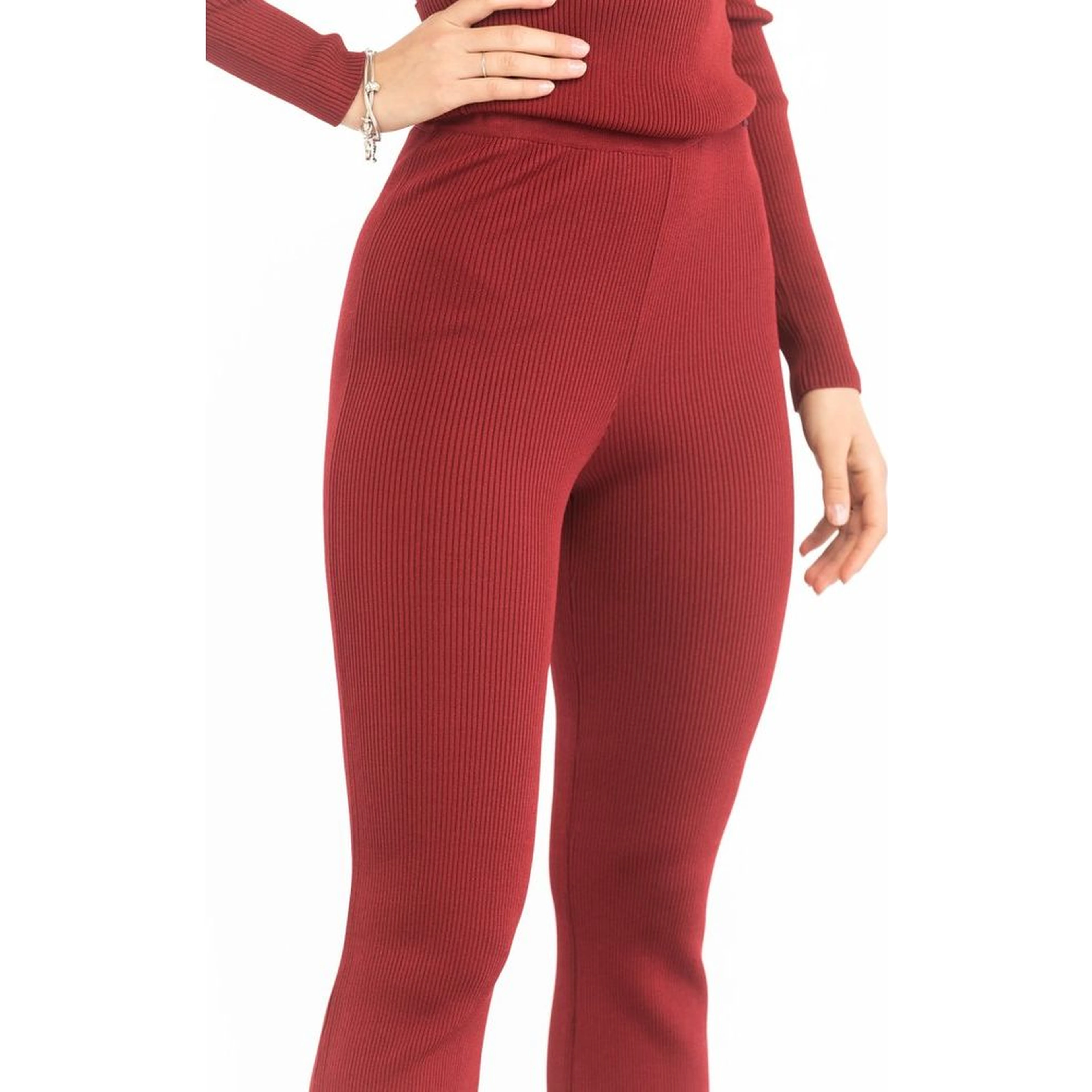Red Viscose Casual Pants