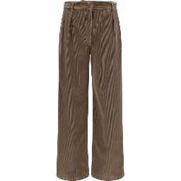 Brown Cotton Casual Pants