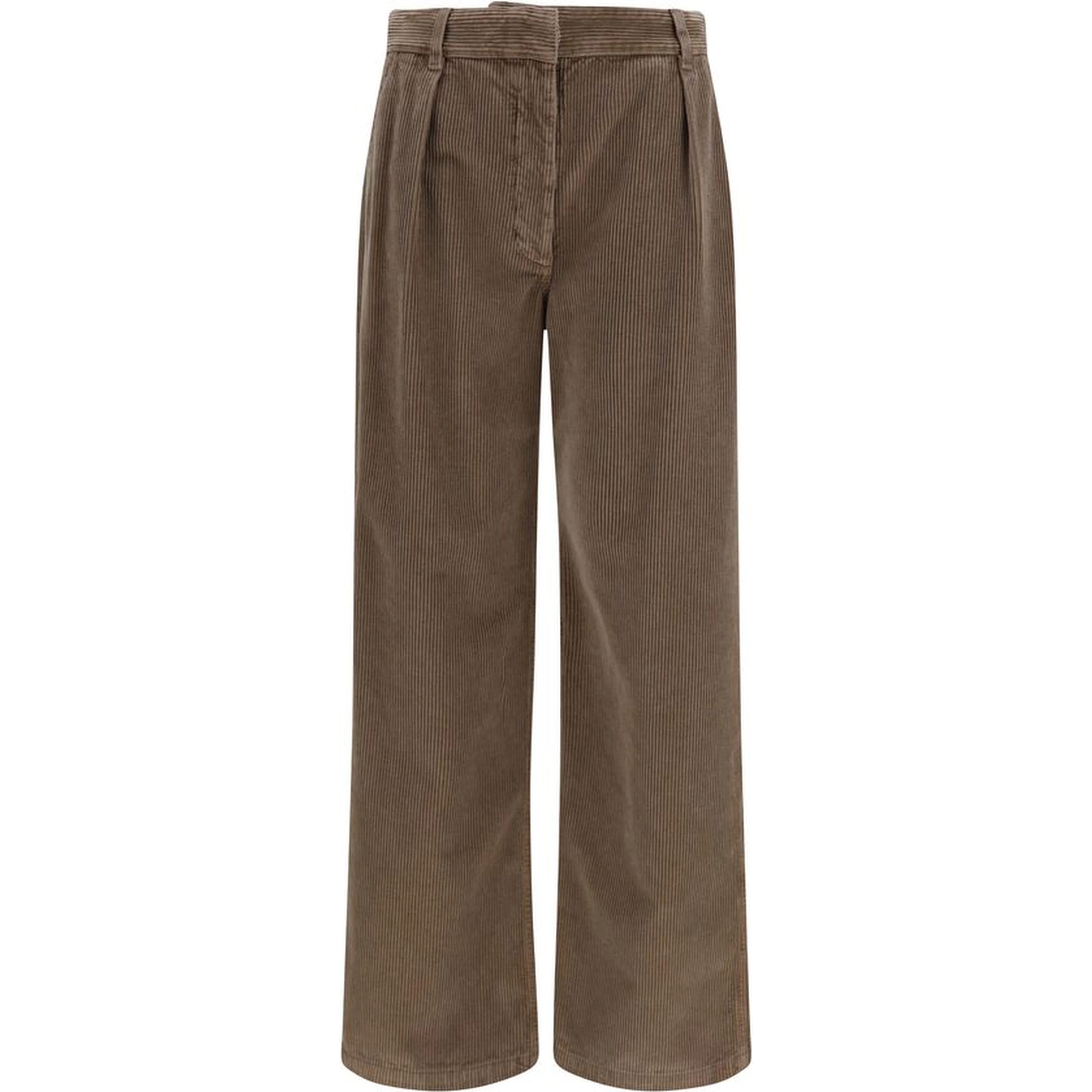 Brown Cotton Casual Pants