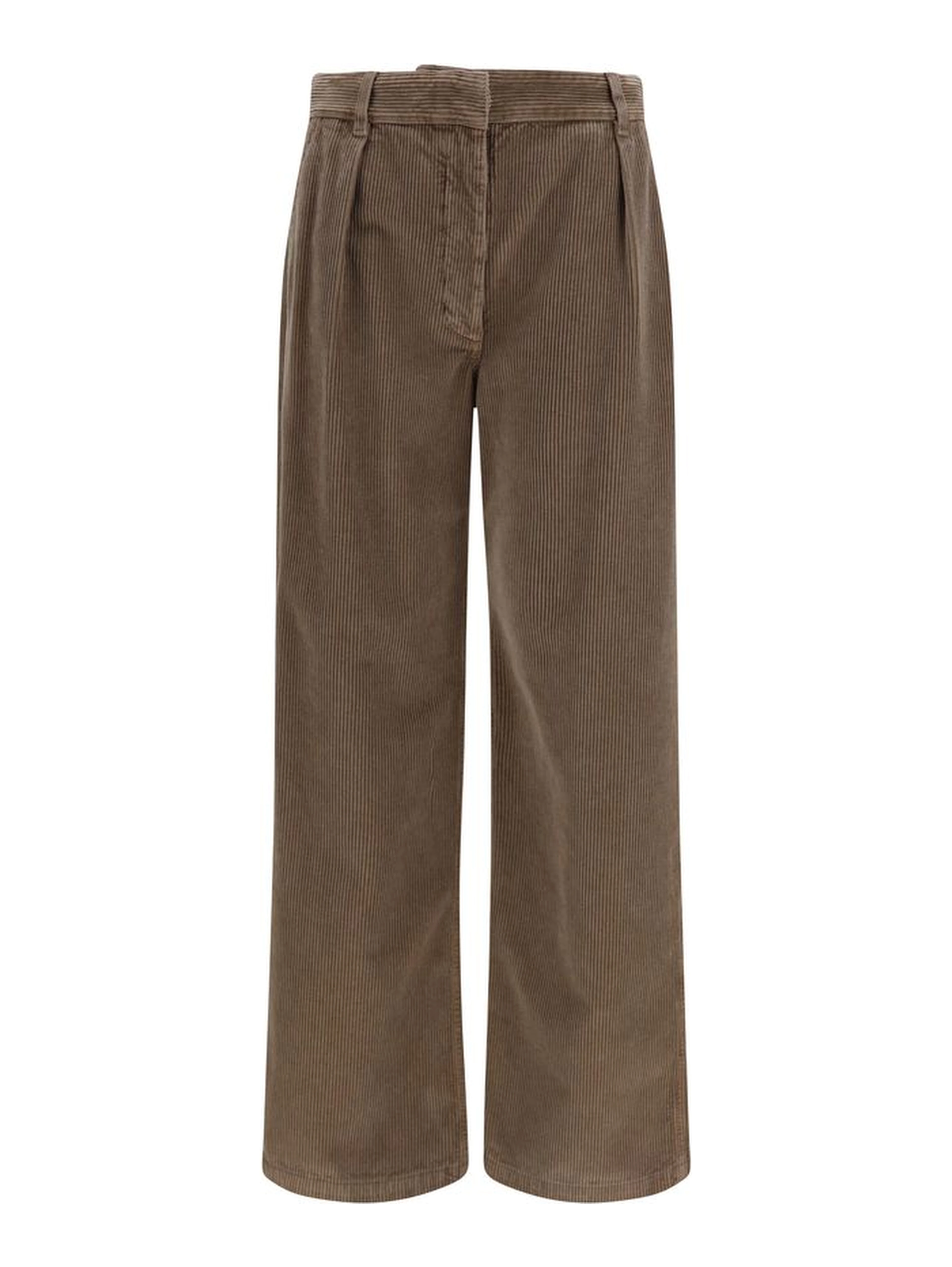 Brown Cotton Casual Pants