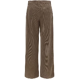 Brown Cotton Casual Pants