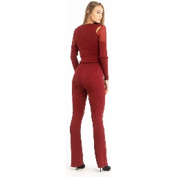 Red Viscose Casual Pants