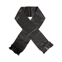 Black Satin Silk Fringed Lace Stole Scarf