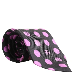 Men Dark Gray Polka Dot Silk Adjustable Necktie Tie