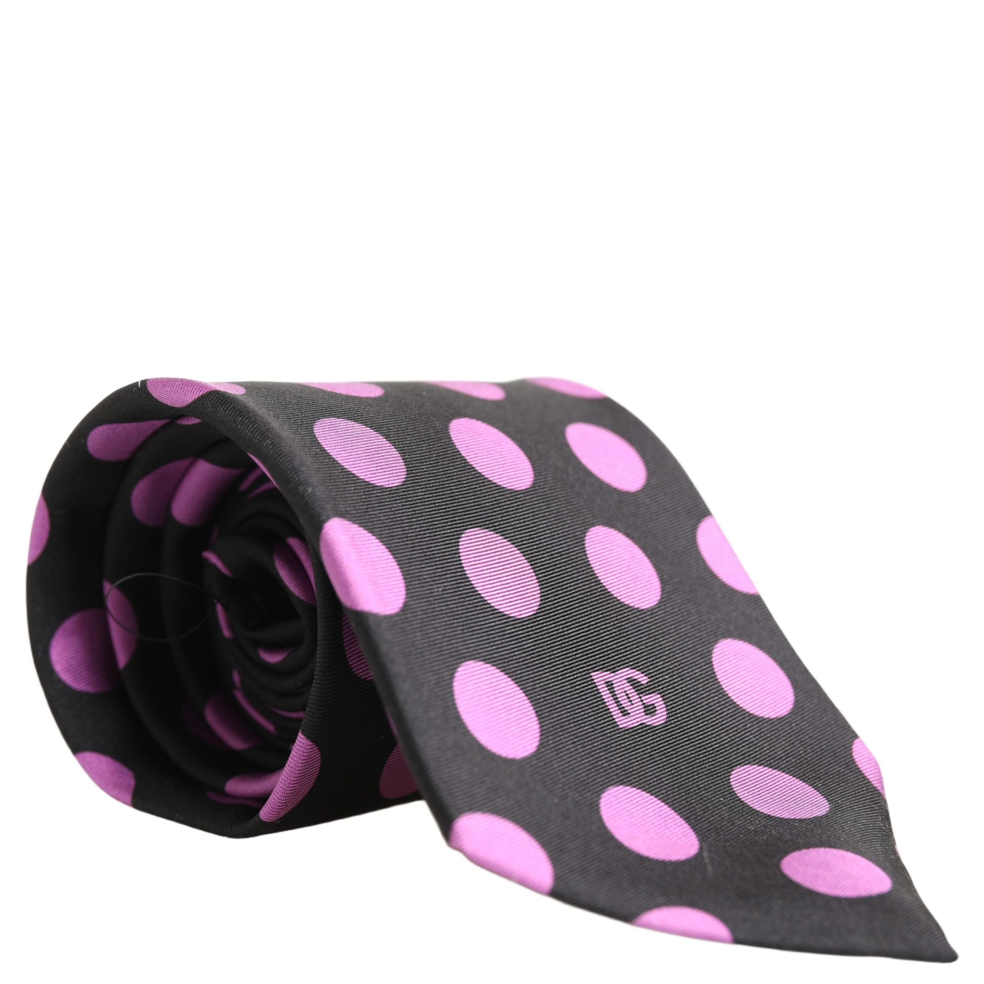 Men Dark Gray Polka Dot Silk Adjustable Necktie Tie