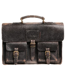 Black Leather Shoulder Satchel Briefcase Men Borse Bag