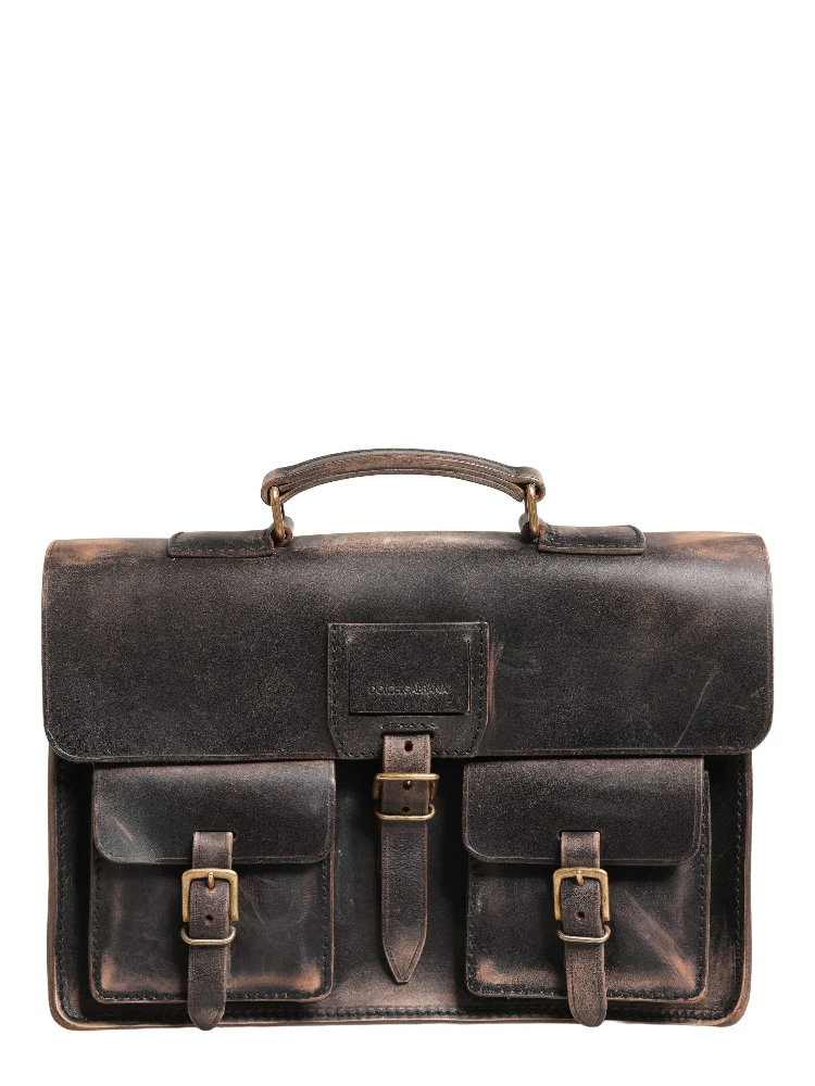 Black Leather Shoulder Satchel Briefcase Men Borse Bag