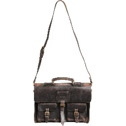 Black Leather Shoulder Satchel Briefcase Men Borse Bag