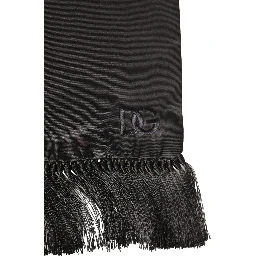 Black Satin Silk Fringed Lace Stole Scarf