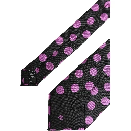 Men Dark Gray Polka Dot Silk Adjustable Necktie Tie