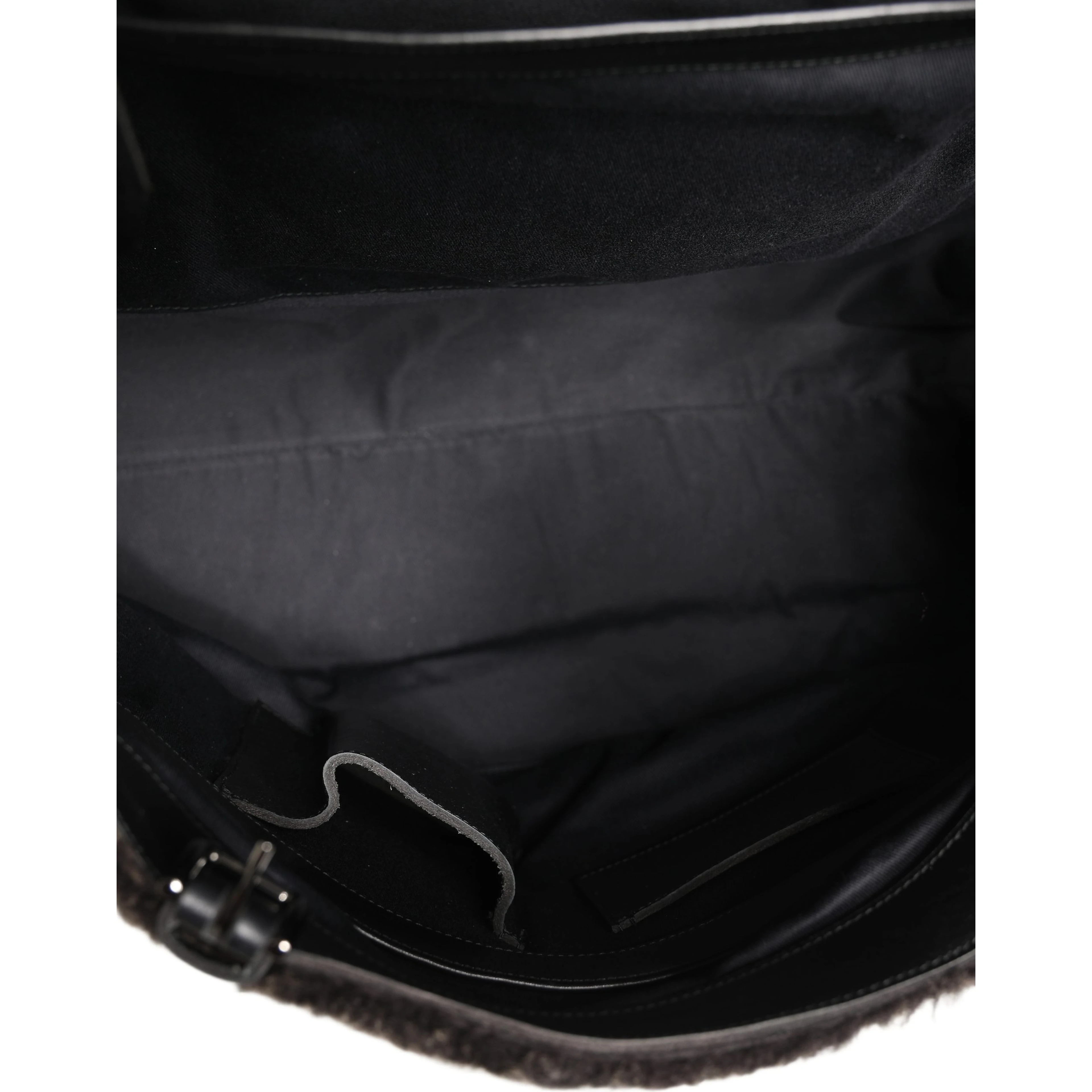 Black Shearling Leather Messenger Shoulder Men Borse Bag
