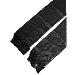 Black Satin Silk Fringed Lace Stole Scarf