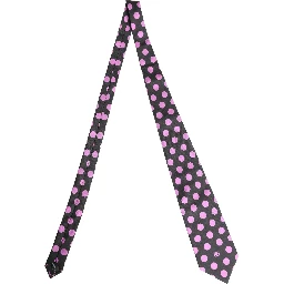 Men Dark Gray Polka Dot Silk Adjustable Necktie Tie