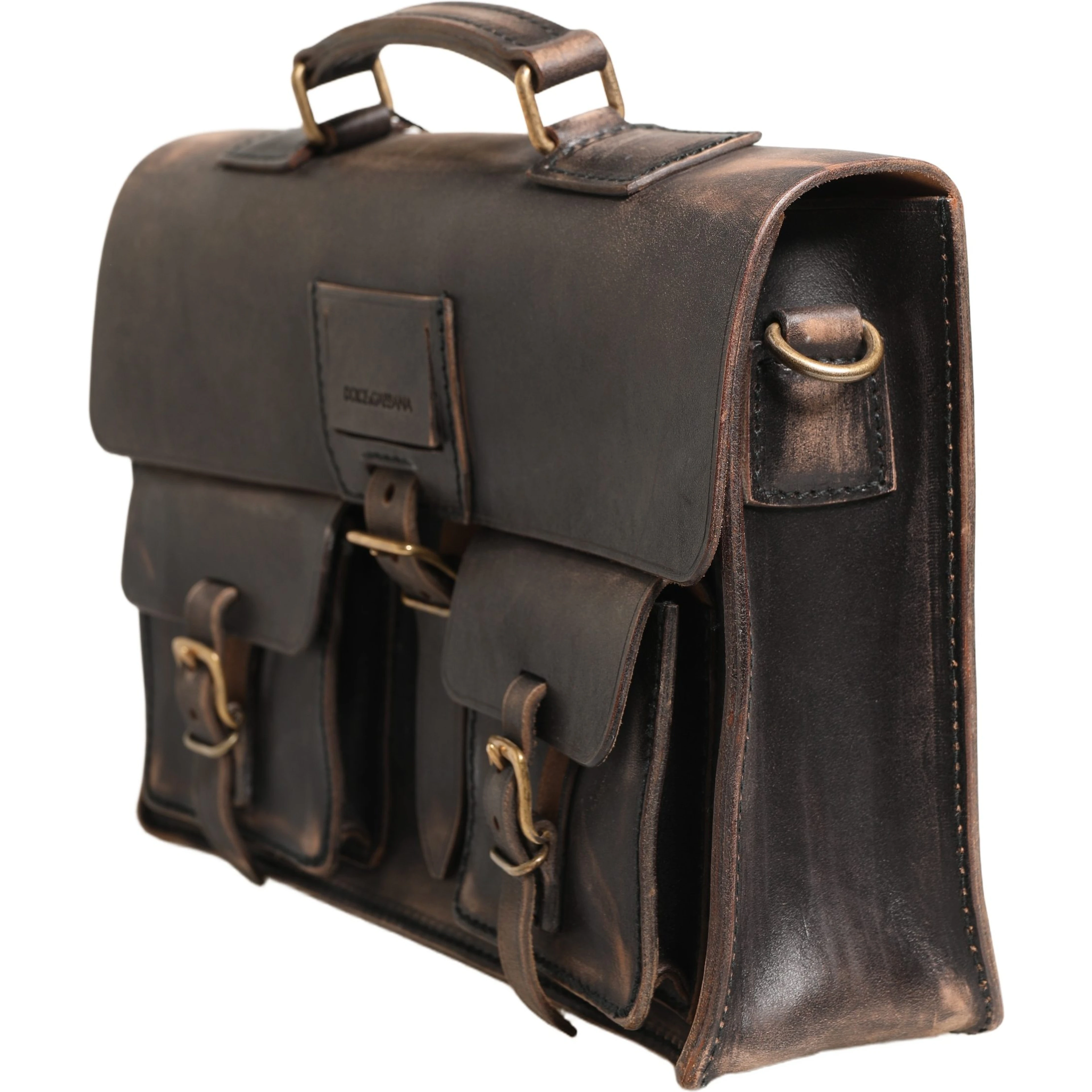 Black Leather Shoulder Satchel Briefcase Men Borse Bag
