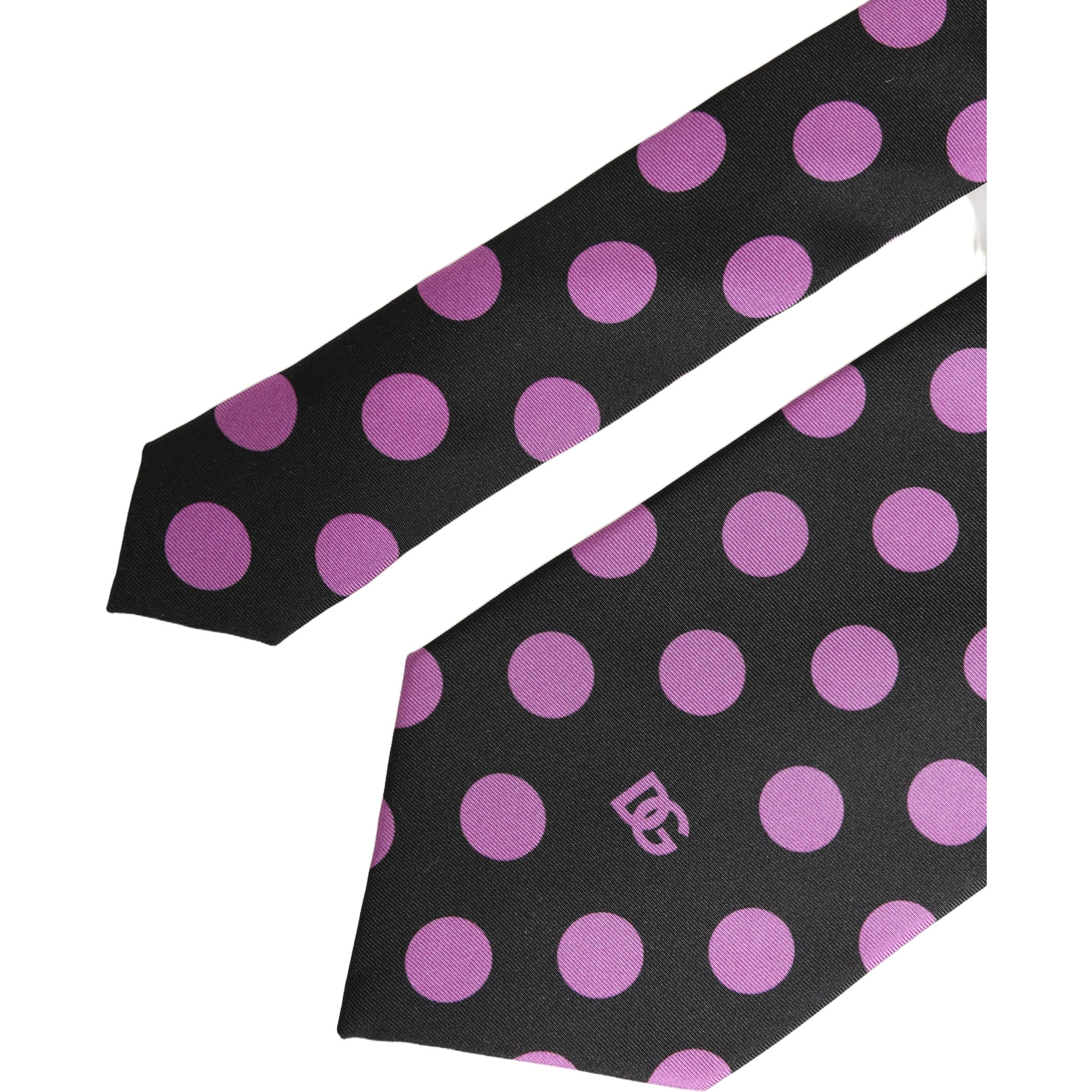 Men Dark Gray Polka Dot Silk Adjustable Necktie Tie