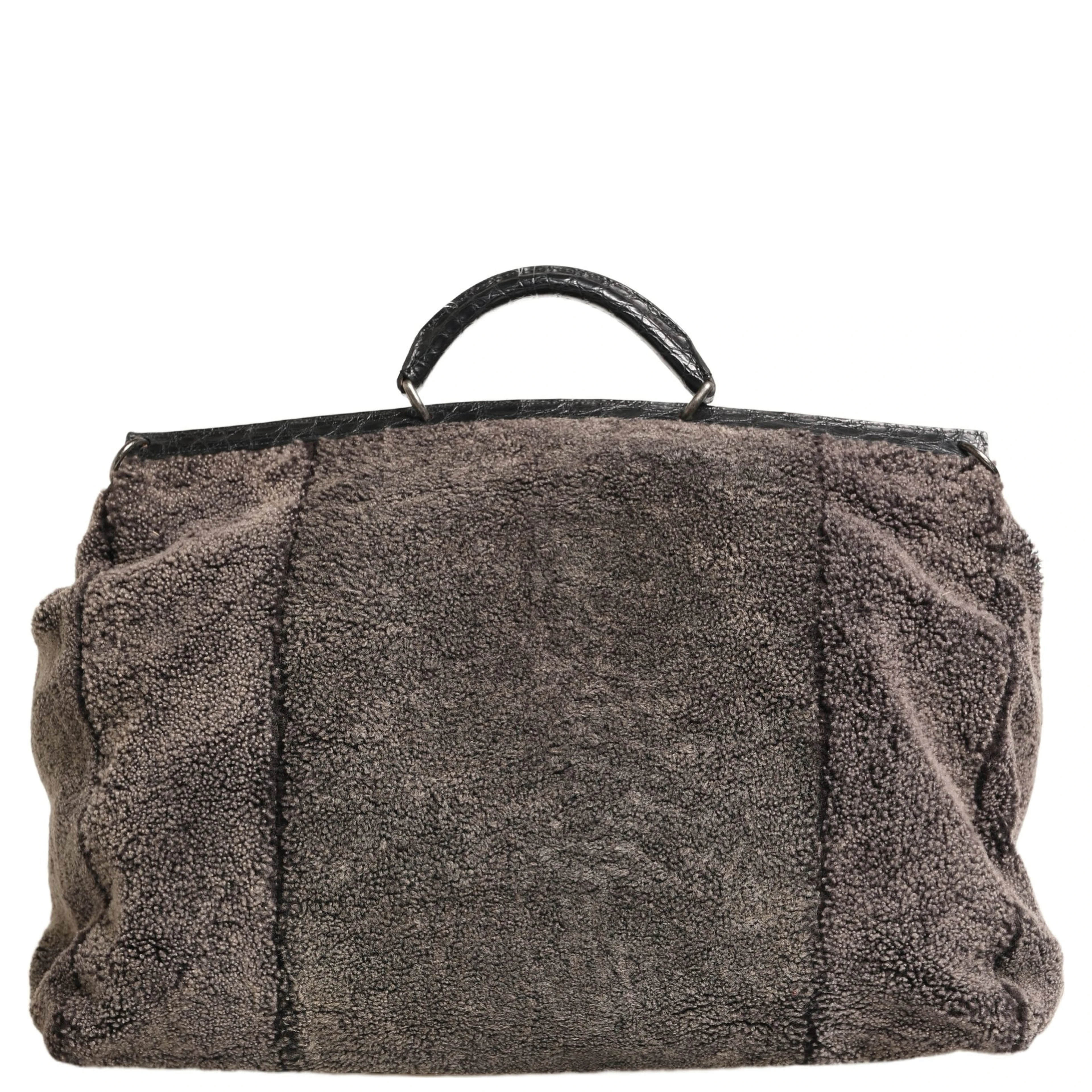 Black Shearling Leather Messenger Shoulder Men Borse Bag