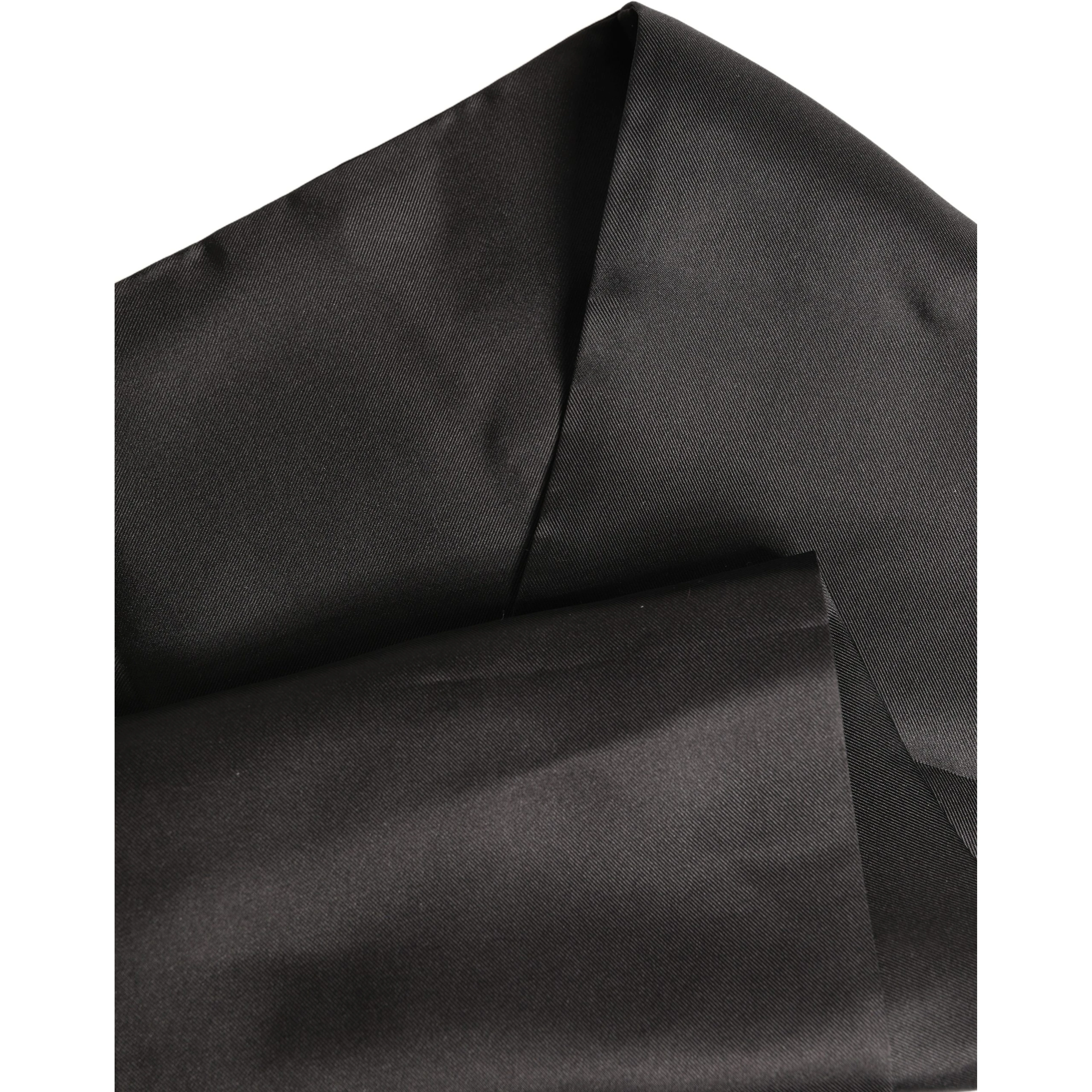 Black Satin Silk Fringed Lace Stole Scarf