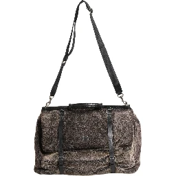 Black Shearling Leather Messenger Shoulder Men Borse Bag
