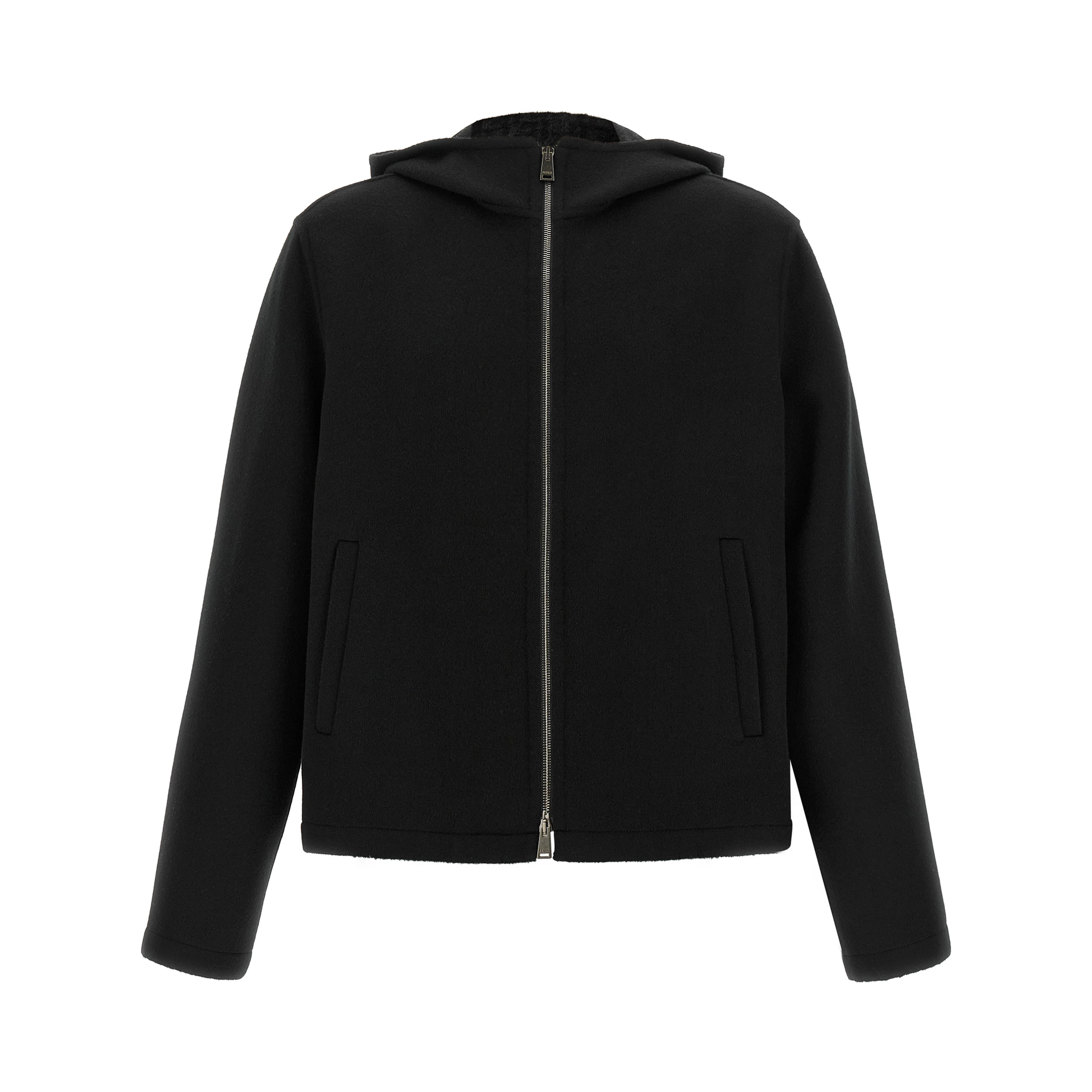 Black Virgin Wool Full-Length Jacket