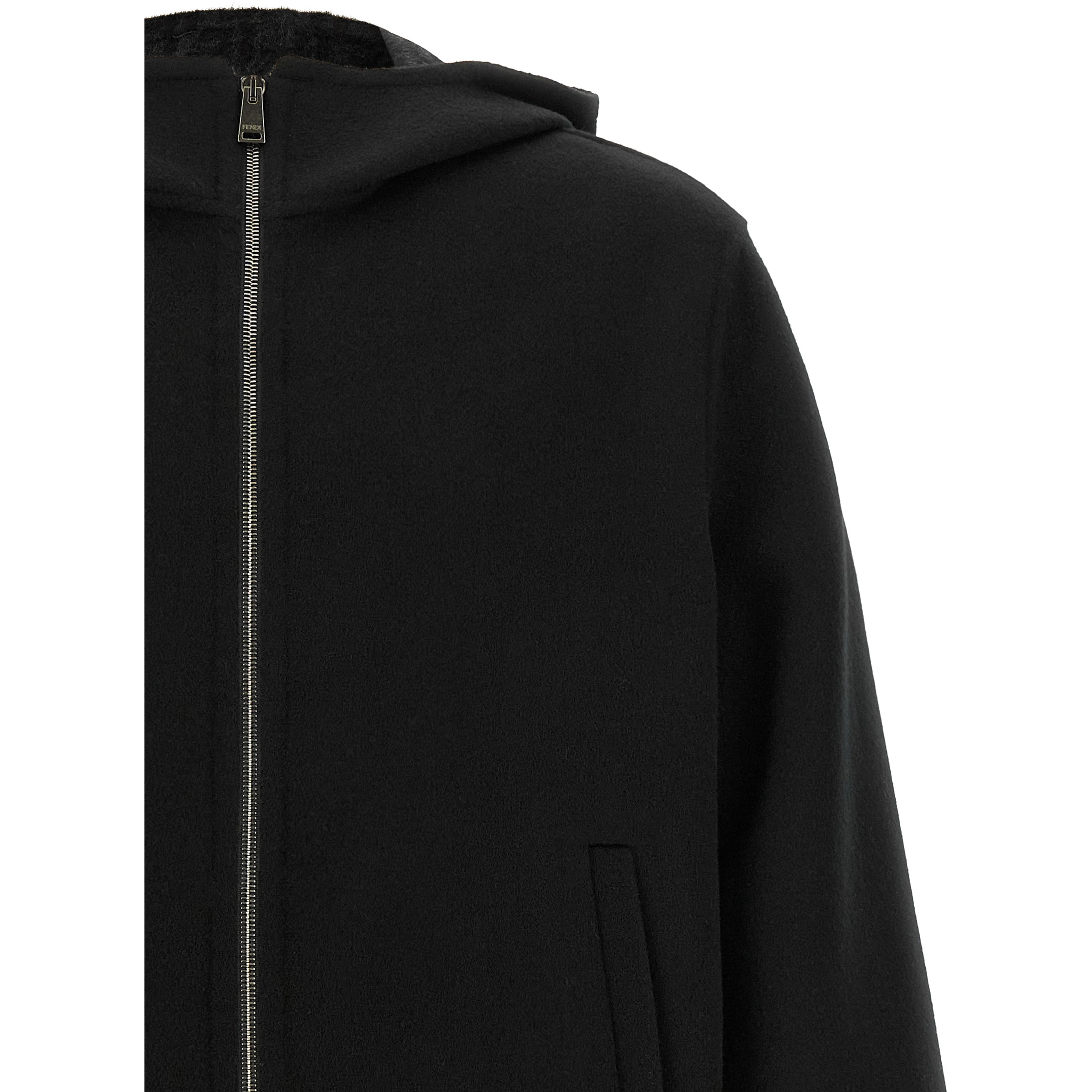 Black Virgin Wool Full-Length Jacket