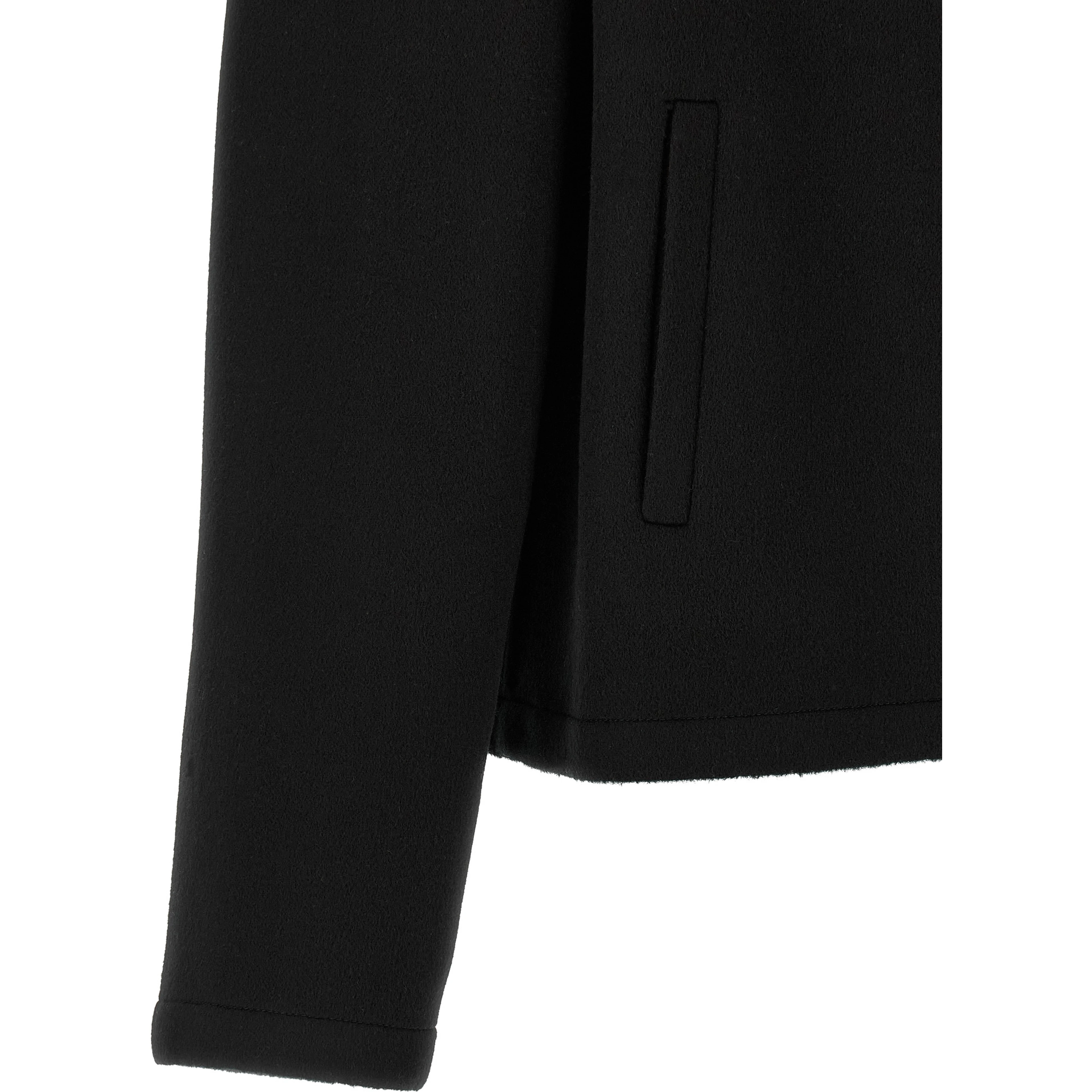 Black Virgin Wool Full-Length Jacket