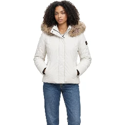 Cream Polyester Full-Length Jacket