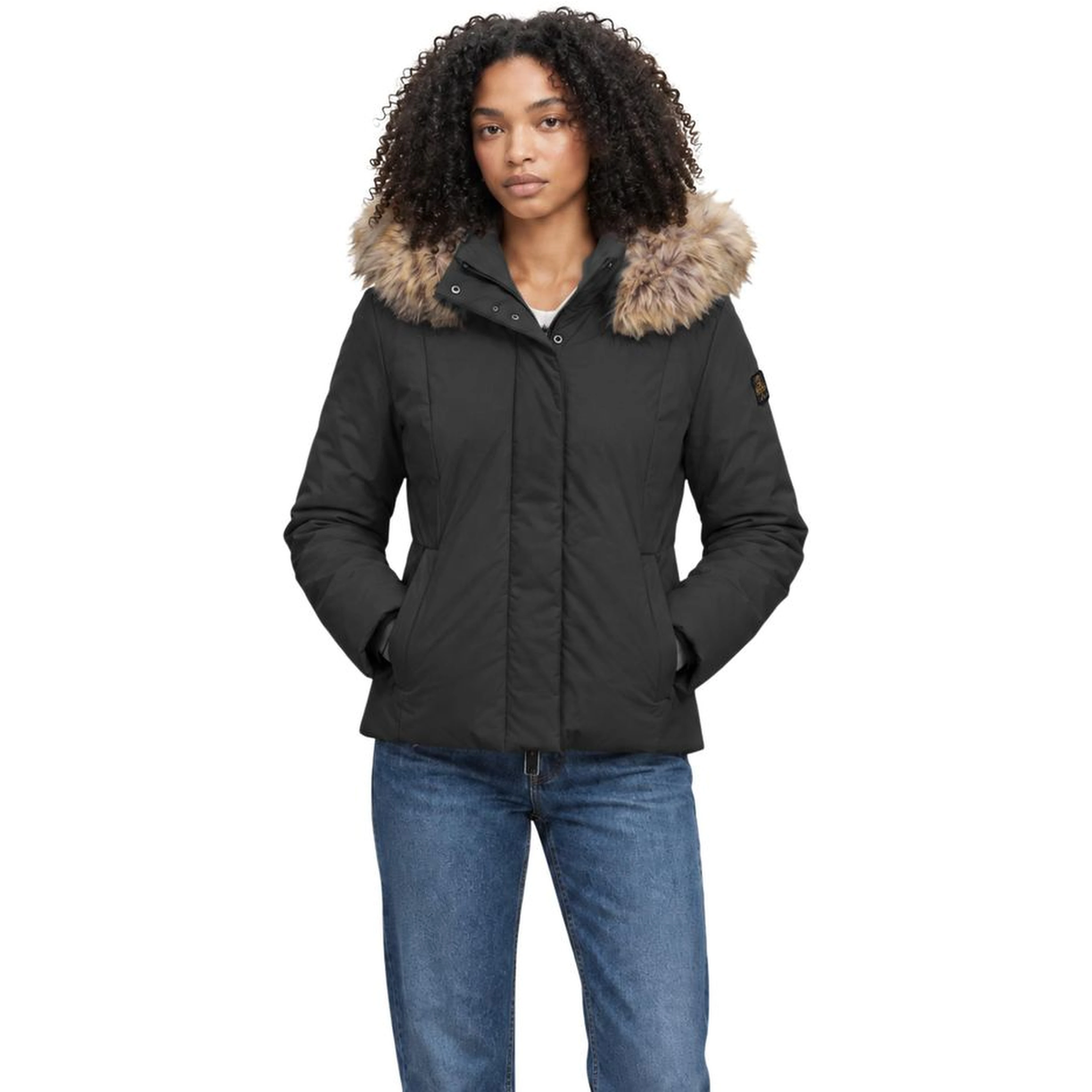 Black Polyester Full-Length Jacket