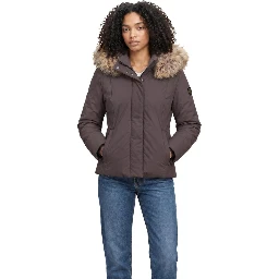 Brown Polyester Full-Length Jacket