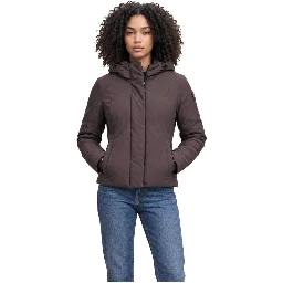 Brown Polyester Full-Length Jacket