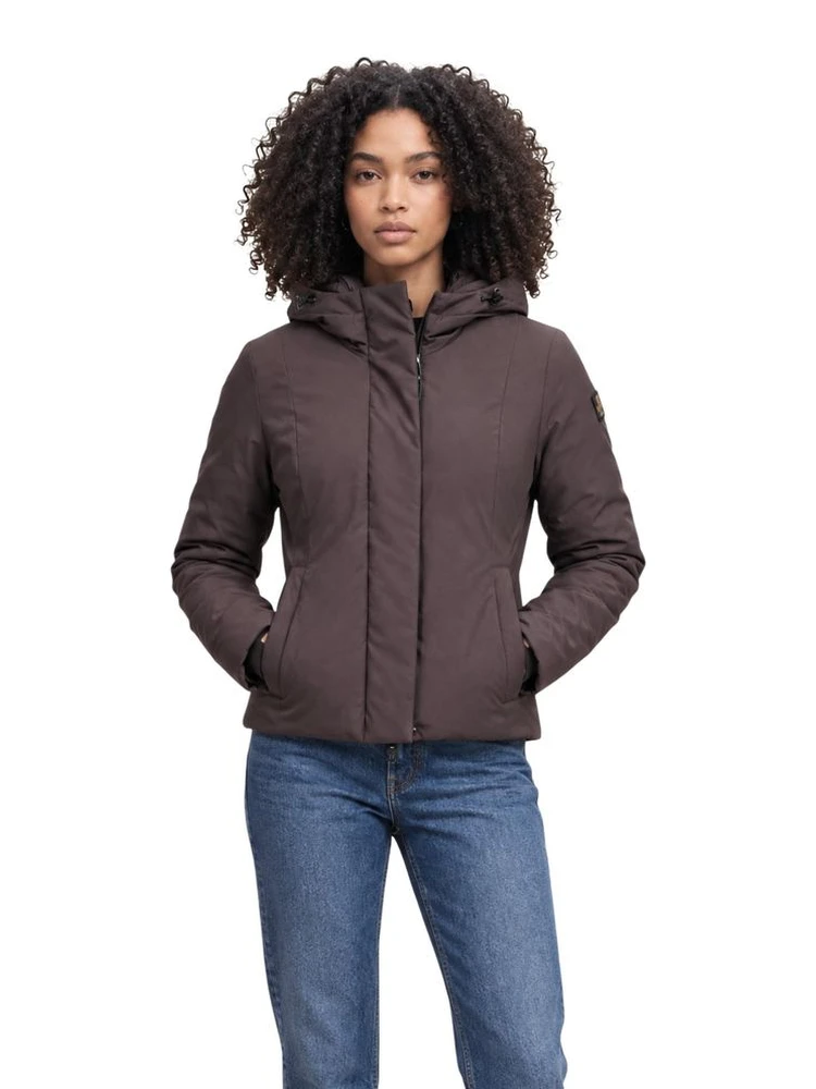 Brown Polyester Full-Length Jacket