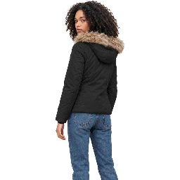 Black Polyester Full-Length Jacket