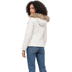 Cream Polyester Full-Length Jacket