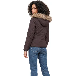 Brown Polyester Full-Length Jacket