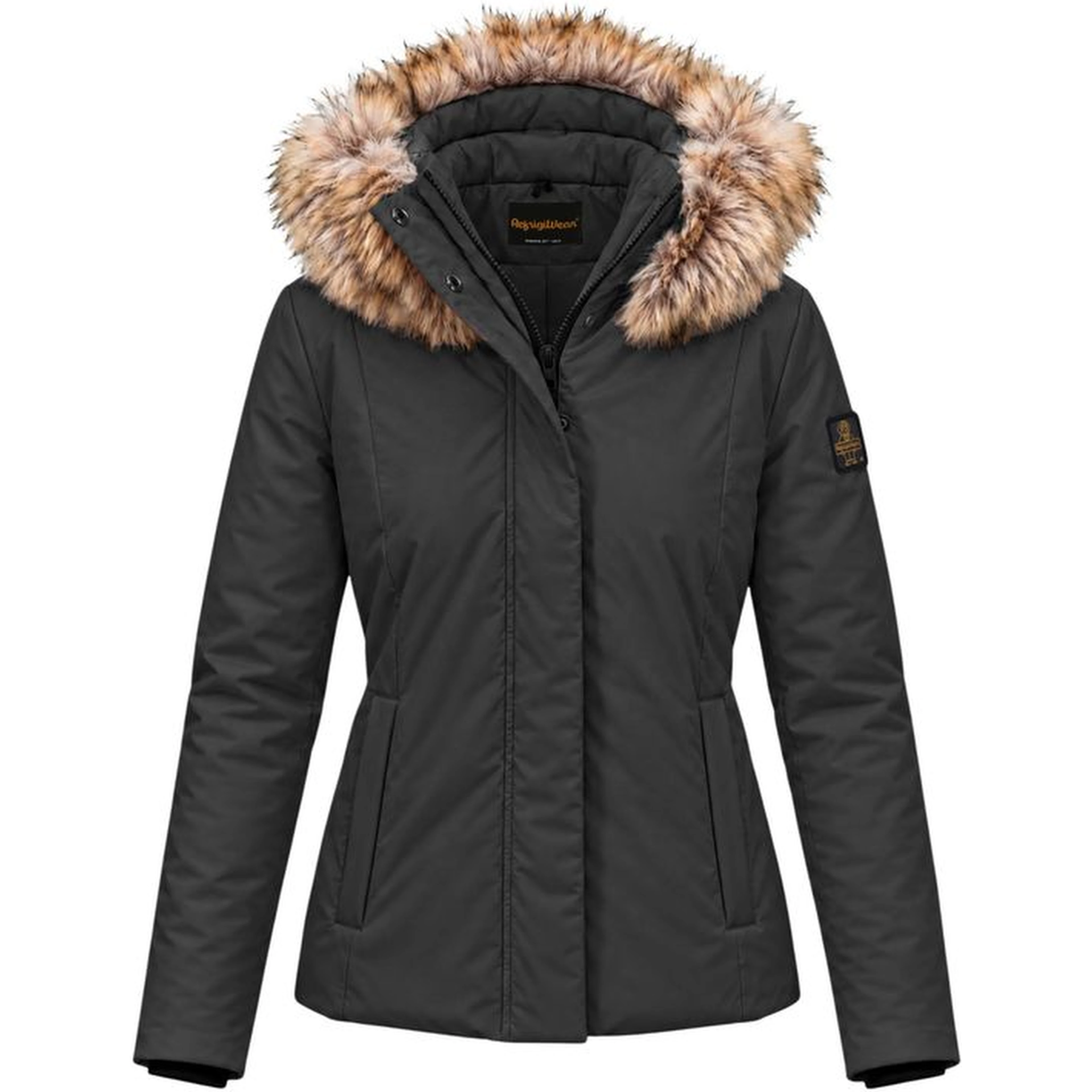 Black Polyester Full-Length Jacket
