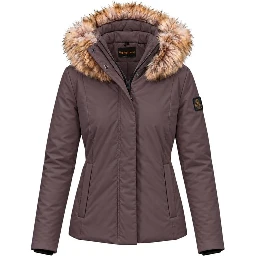 Brown Polyester Full-Length Jacket