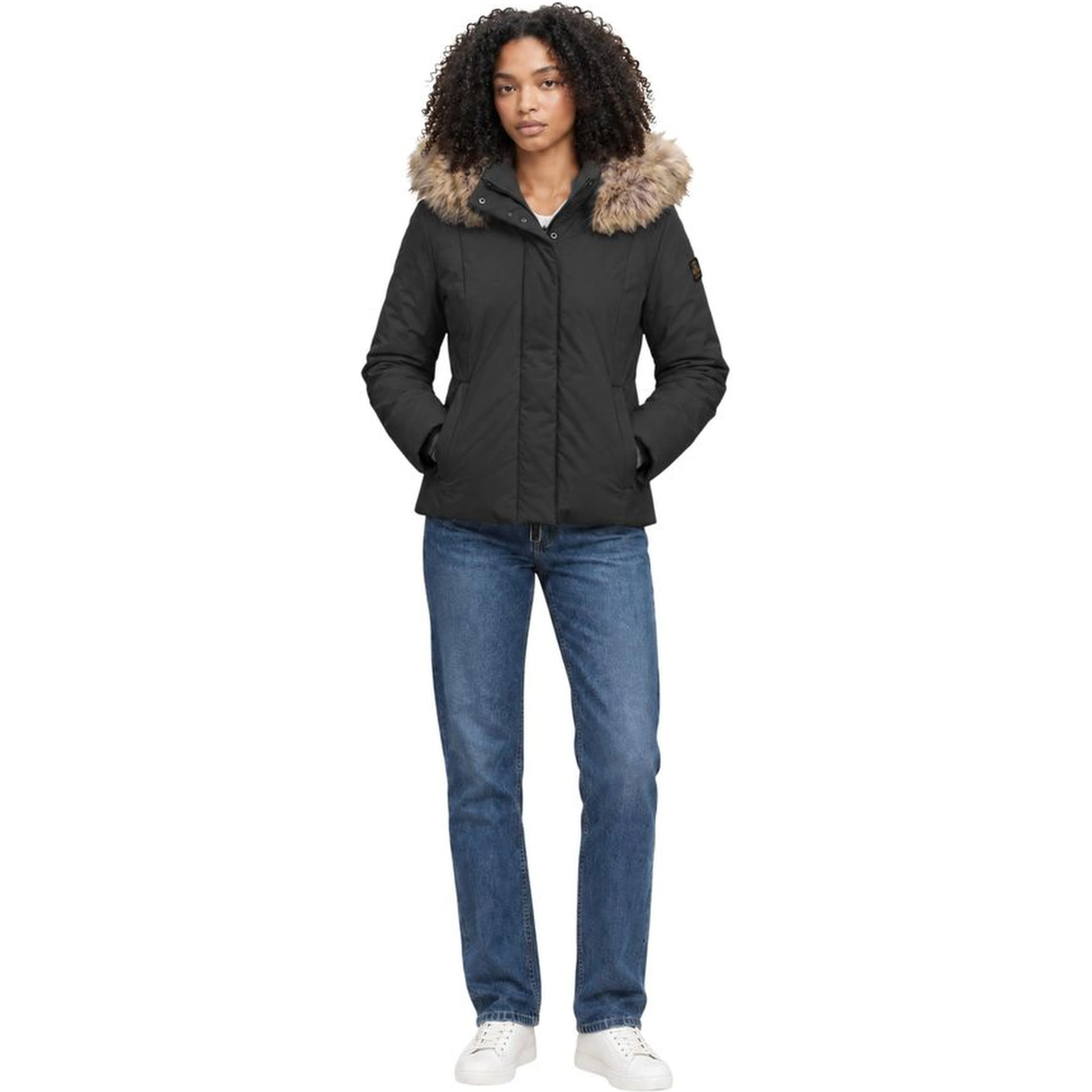 Black Polyester Full-Length Jacket