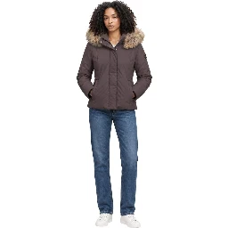Brown Polyester Full-Length Jacket